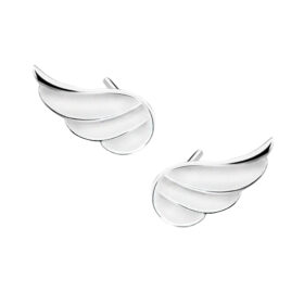 Cercei argint aripi albe placati cu rodiu
