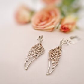 Cercei argint eleganți aripi placați cu rodiu